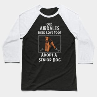 Senior Dog Adoption T-Shirt for Airdale Dog Lovers Baseball T-Shirt